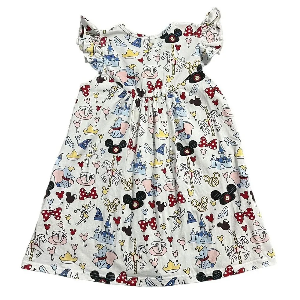 Disney World Print Sz 110 (4-5Y) Cotton Dress